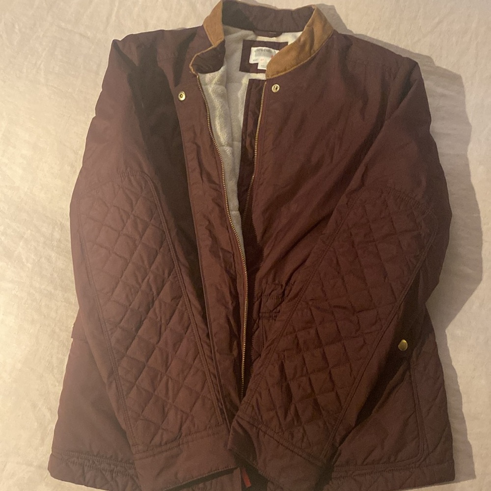 J.Crew Crewcuts Girls Barn Jacket Burgundy/Maroon fleece lining size 14